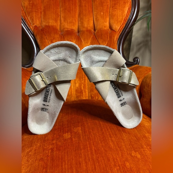 Birkenstock Sandals Womens 7.5 Siena Gold Metallic Tan  Buckle Cross Strap 38​ - Picture 10 of 10
